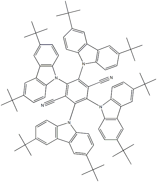 2,3,5,6-tetrakis(3,6-di-t-Butylcarbazol-9-yl)-1,4-dicyanobenzene Struktur