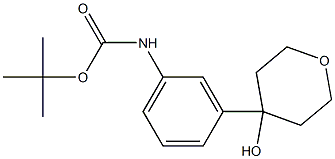 tert-butyl 3-(tetrahydro-4-hydroxy-2H-pyran-4-yl)phenylcarbamate Struktur