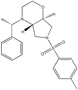 (4aS,7aS)-4-((S)-1-phenylethyl)-6-tosyloctahydropyrrolo[3,4-b][1,4]oxazine Struktur