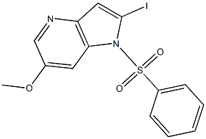 1-(Phenylsulfonyl)-2-iodo-6-Methoxy-4-azaindole Struktur