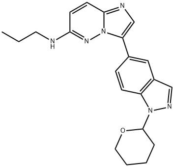 N-propyl-3-(1-(tetrahydro-2H-pyran-2-yl)-1H-indazol-5-yl)iMidazo[1,2-b]pyridazin-6-aMine Struktur