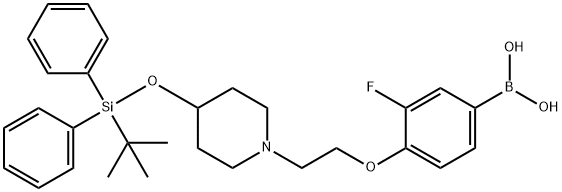 (4-(2-(4-((tert-butyldiphenylsilyl)oxy)piperidin-1-yl)ethoxy)-3-fluorophenyl)boronic acid Struktur