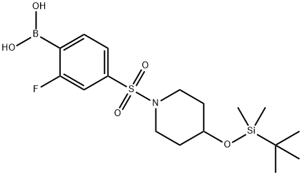 (4-((4-((tert-butyldiMethylsilyl)oxy)piperidin-1-yl)sulfonyl)-2-fluorophenyl)boronic acid Struktur