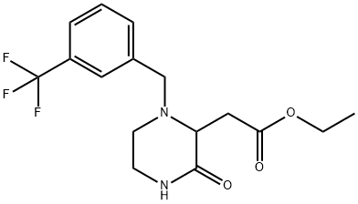 ethyl {3-oxo-1-[3-(trifluoromethyl)benzyl]-2-piperazinyl}acetate Struktur