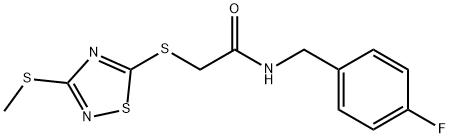 N-[(4-fluorophenyl)methyl]-2-[(3-methylsulfanyl-1,2,4-thiadiazol-5-yl)sulfanyl]acetamide Struktur