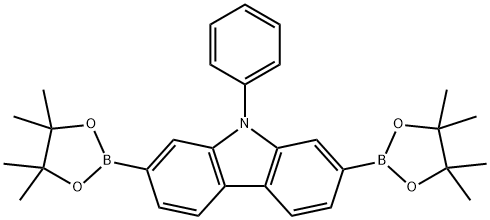 9-Phenyl-2,7-bis(4,4,5,5-tetramethyl-1,3,2-dioxaborolan-2-yl)-9H-carbazole Struktur