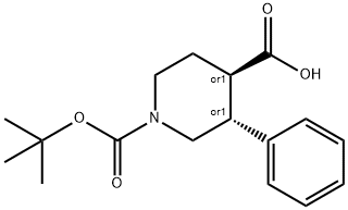 Trans-1-(Tert-Butoxycarbonyl)-3-Phenylpiperidine-4-Carboxylic Acid Struktur