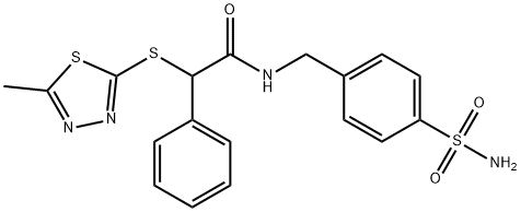 2-[(5-methyl-1,3,4-thiadiazol-2-yl)sulfanyl]-2-phenyl-N-[(4-sulfamoylphenyl)methyl]acetamide Struktur