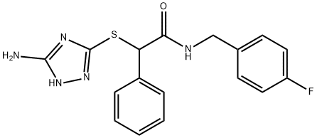 2-[(5-amino-1H-1,2,4-triazol-3-yl)sulfanyl]-N-[(4-fluorophenyl)methyl]-2-phenylacetamide Struktur