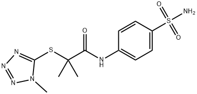 2-methyl-2-(1-methyltetrazol-5-yl)sulfanyl-N-(4-sulfamoylphenyl)propanamide Struktur