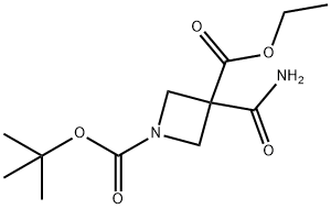 1-tert-butyl 3-ethyl 3-carbamoylazetidine-1,3-dicarboxylate Struktur