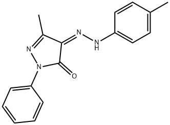 5-methyl-4-[(4-methylphenyl)hydrazono]-2-phenyl-2,4-dihydro-3H-pyrazol-3-one Struktur