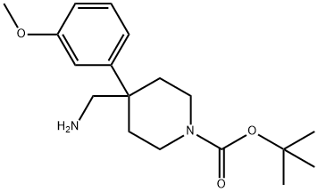 tert-Butyl 4-(aminomethyl)-4-(3-methoxyphenyl)piperidine-1-carboxylate Struktur