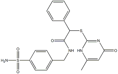 2-[(6-methyl-4-oxo-1H-pyrimidin-2-yl)sulfanyl]-2-phenyl-N-[(4-sulfamoylphenyl)methyl]acetamide Struktur