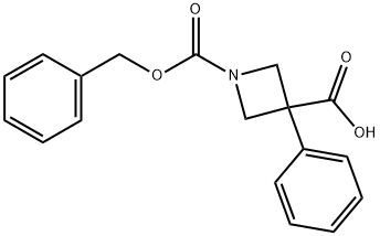 1-[(benzyloxy)carbonyl]-3-phenylazetidine-3-carboxylic acid Struktur