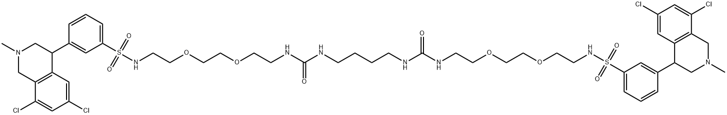 N,N'-(10,17-dioxo-3,6,21,24-tetraoxa-9,11,16,18-tetraazahexacosane-1,26-diyl)bis(3-(6,8-dichloro-2-methyl-1,2,3,4-tetrahydroisoquinolin-4-yl)benzenesulfonamide) Struktur