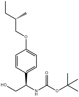 tert-butyl 2-hydroxy-1-(4-((S)-2-methylbutoxy)phenyl)ethylcarbamate Struktur