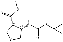 methyl cis-4-{[(tert-butoxy)carbonyl]amino}oxolane-3-carboxylate Struktur