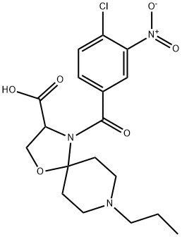 4-(4-chloro-3-nitrobenzoyl)-8-propyl-1-oxa-4,8-diazaspiro[4.5]decane-3-carboxylic acid Struktur