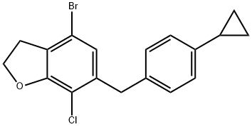 4-BROMO-7-CHLORO-6-(4-CYCLOPROPYLBENZYL)-2,3-DIHYDROBENZOFURAN Struktur