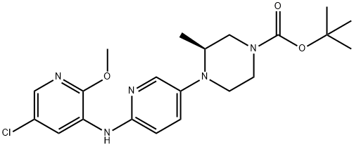 tert-butyl (3S)-4-{6-[(5-chloro-2-methoxypyridin-3-yl)amino]pyridin-3-yl}-3-methylpiperazine-1-carboxylate Struktur