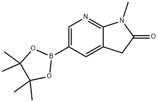 1-methyl-5-(4,4,5,5-tetramethyl-1,3,2-dioxaborolan-2-yl)-1,3-dihydro-2H-pyrrolo[2,3-b]pyridin-2-one Struktur