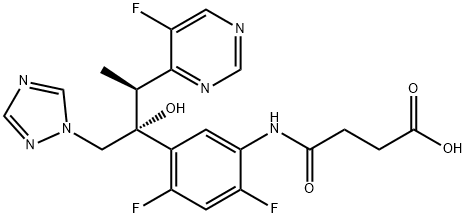 4-((2,4-difluoro-5-((2R,3S)-3-(5-fluoropyrimidin-4-yl)-2-hydroxy-1-(1H-1,2,4-triazol-1-yl)butan-2-yl)phenyl)amino)-4-oxobutanoic acid Struktur