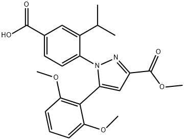 4-5-(2,6-Dimethoxyphenyl)-3-(methoxycarbonyl)-1H-pyrazol-1-yl-3-(propan-2-yl)benzoic acid Structure