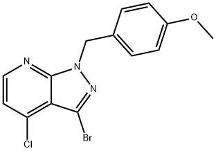 1H-Pyrazolo[3,4-b]pyridine, 3-bromo-4-chloro-1-[(4-methoxyphenyl)methyl]- Struktur