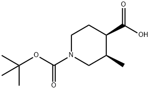 (3R,4R)-1-(tert-butoxycarbonyl)-3-methylpiperidine-4-carboxylic acid Struktur