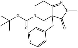 TERT-BUTYL 3A-BENZYL-2-METHYL-3-OXO-3A,4,6,7-TETRAHYDRO-2H-PYRAZOLO[4,3-C]PYRIDINE-5(3H)-CARBOXYLATE Struktur