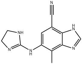 1H-Benzimidazole-7-carbonitrile, 5-[(4,5-dihydro-1H-imidazol-2-yl)amino]-4-methyl- Struktur