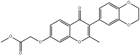 methyl 2-((3-(2,3-dihydrobenzo[b][1,4]dioxin-6-yl)-2-methyl-4-oxo-4H-chromen-7-yl)oxy)acetate Struktur