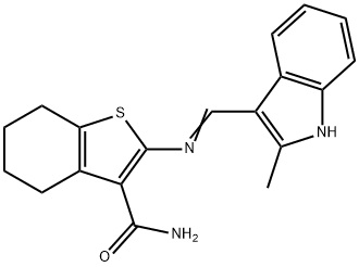 2-{[(2-methyl-1H-indol-3-yl)methylene]amino}-4,5,6,7-tetrahydro-1-benzothiophene-3-carboxamide Struktur