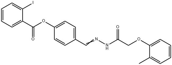 4-[(E)-{2-[(2-methylphenoxy)acetyl]hydrazinylidene}methyl]phenyl 2-iodobenzoate Struktur