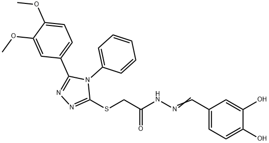 N'-[(E)-(3,4-dihydroxyphenyl)methylidene]-2-{[5-(3,4-dimethoxyphenyl)-4-phenyl-4H-1,2,4-triazol-3-yl]sulfanyl}acetohydrazide Struktur