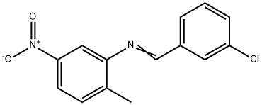 N-(3-chlorobenzylidene)-2-methyl-5-nitroaniline Struktur