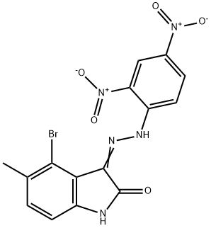 4-bromo-3-[(2,4-dinitrophenyl)hydrazono]-5-methyl-1,3-dihydro-2H-indol-2-one Struktur