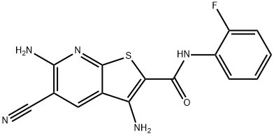 3,6-diamino-5-cyano-N-(2-fluorophenyl)thieno[2,3-b]pyridine-2-carboxamide Struktur