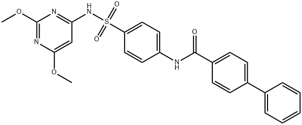 N-(4-{[(2,6-dimethoxy-4-pyrimidinyl)amino]sulfonyl}phenyl)-4-biphenylcarboxamide Struktur