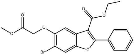 ethyl 6-bromo-5-(2-methoxy-2-oxoethoxy)-2-phenylbenzofuran-3-carboxylate Struktur