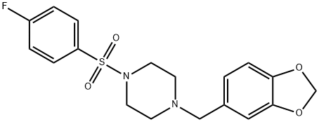 1-(benzo[d][1,3]dioxol-5-ylmethyl)-4-((4-fluorophenyl)sulfonyl)piperazine Struktur