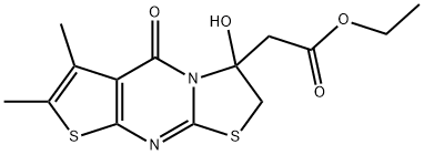 ethyl 2-(3-hydroxy-6,7-dimethyl-5-oxo-2,3-dihydro-5H-thiazolo[3,2-a]thieno[2,3-d]pyrimidin-3-yl)acetate Struktur