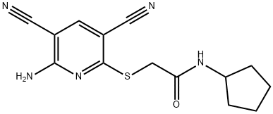 2-[(6-amino-3,5-dicyanopyridin-2-yl)sulfanyl]-N-cyclopentylacetamide Struktur