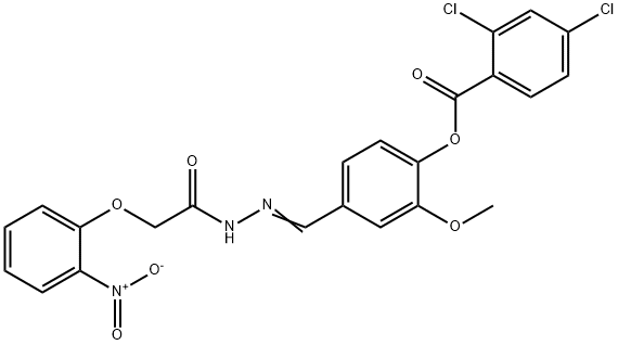 2-methoxy-4-[(E)-{2-[(2-nitrophenoxy)acetyl]hydrazinylidene}methyl]phenyl 2,4-dichlorobenzoate Struktur