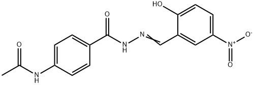 N-(4-{[2-(2-hydroxy-5-nitrobenzylidene)hydrazino]carbonyl}phenyl)acetamide Struktur