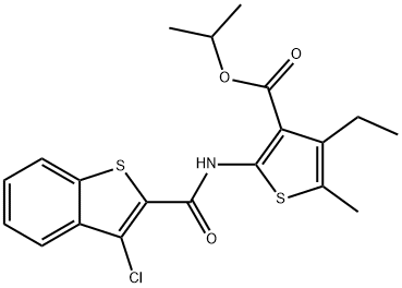 propan-2-yl 2-[(3-chloro-1-benzothiophene-2-carbonyl)amino]-4-ethyl-5-methylthiophene-3-carboxylate Struktur