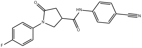 N-(4-cyanophenyl)-1-(4-fluorophenyl)-5-oxopyrrolidine-3-carboxamide Struktur