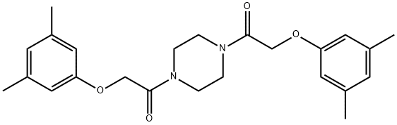 2-(3,5-dimethylphenoxy)-1-[4-[2-(3,5-dimethylphenoxy)acetyl]piperazin-1-yl]ethanone Struktur