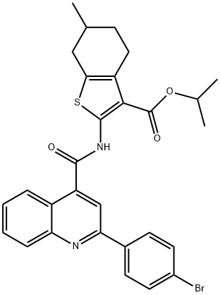 propan-2-yl 2-[[2-(4-bromophenyl)quinoline-4-carbonyl]amino]-6-methyl-4,5,6,7-tetrahydro-1-benzothiophene-3-carboxylate Struktur